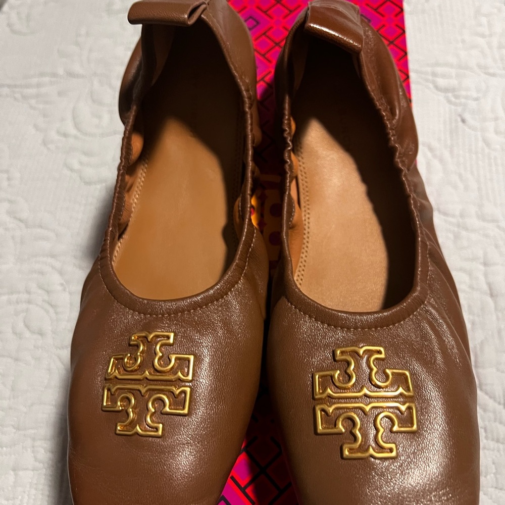 Tory Burch Brown Britton Leather Flats